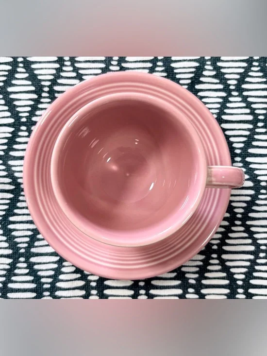 Fiestaware Peony Tea Cup and Saucer Set - Picture 2 of 5